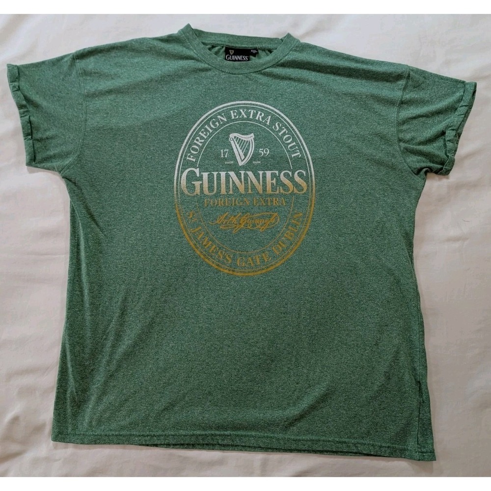 Guinness Foreign Extra‎ Stout Graphic T-Shirt - XXL Green Heather Tack Sleeve